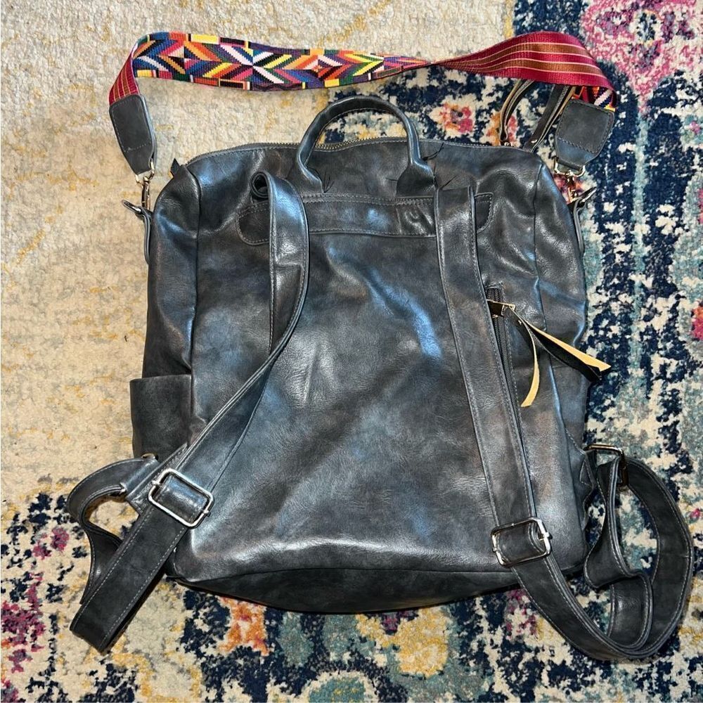 Fashion Mini Backpack Purse Gray - Picture 2 of 3